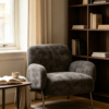 Curved Upholstered Lounge Chair with Metal Legs