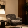 Curved Upholstered Lounge Chair with Metal Legs
