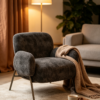 Curved Upholstered Lounge Chair with Metal Legs