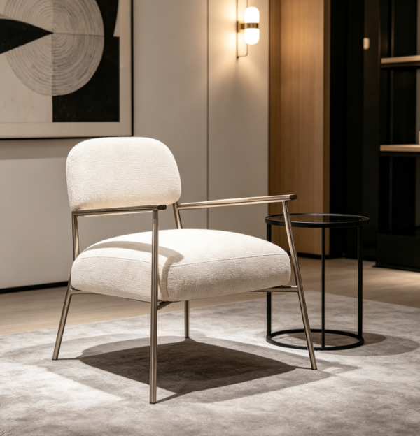 屏幕截图 2026-07-05 162848 Cream Bouclé Fabric Accent Chair
