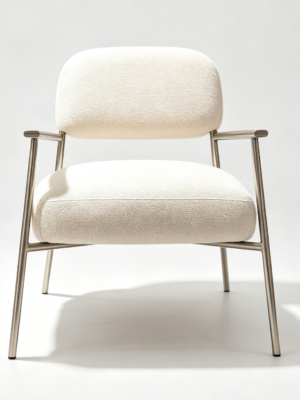 Cream Bouclé Fabric Accent Chair