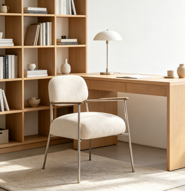 屏幕截图 2026-07-05 162908 Cream Bouclé Fabric Accent Chair