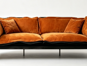 Rattan Amber Velvet 2-Seater Sofa